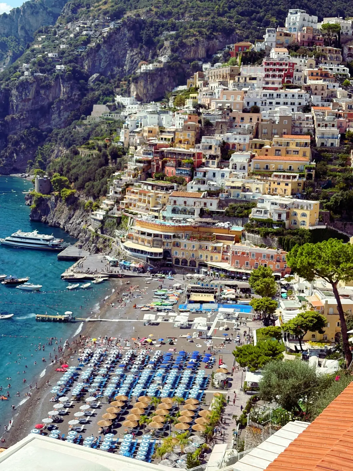 Positano on the Amalfi Coast; the exact town and hotel for your coast stay are chosen with you