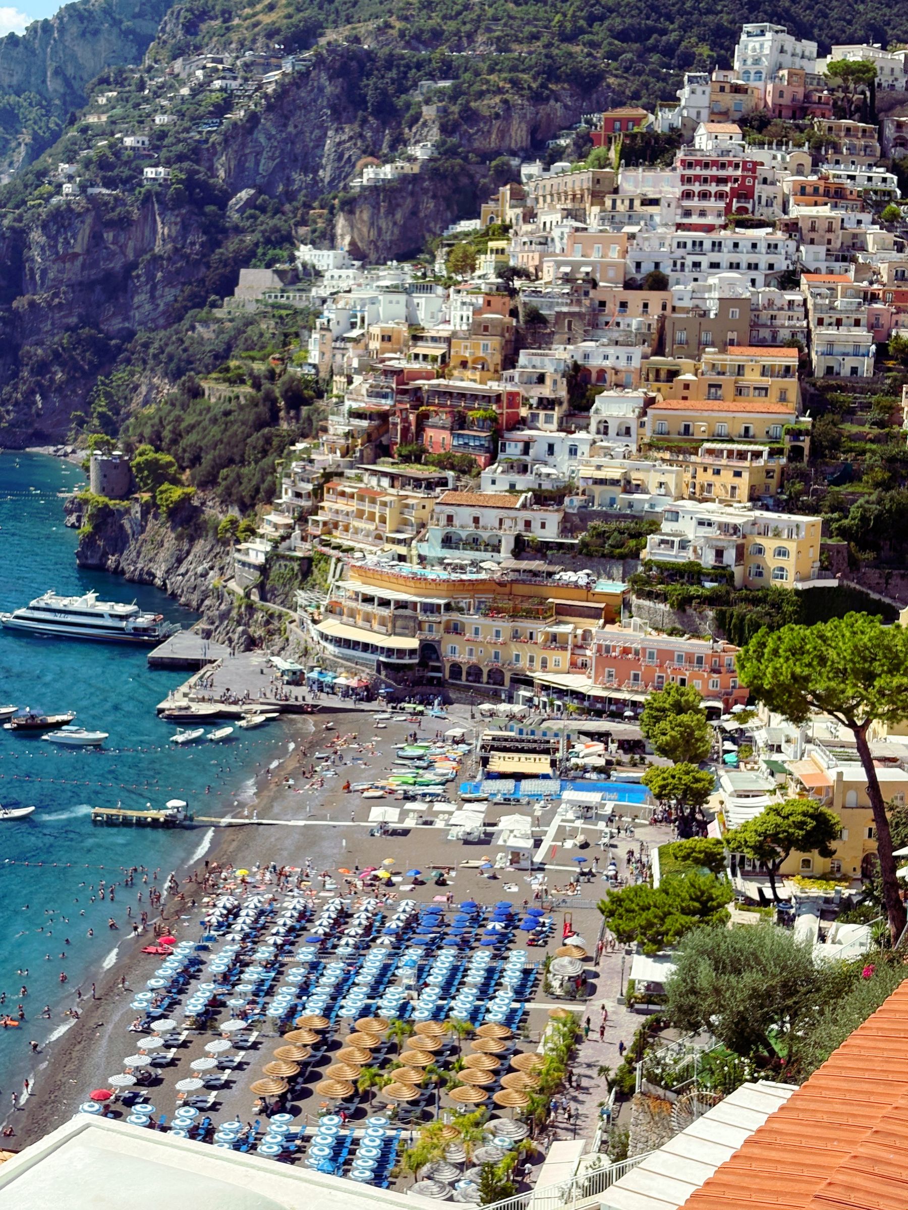 Positano on the Amalfi Coast; the exact town and hotel for your coast stay are chosen with you